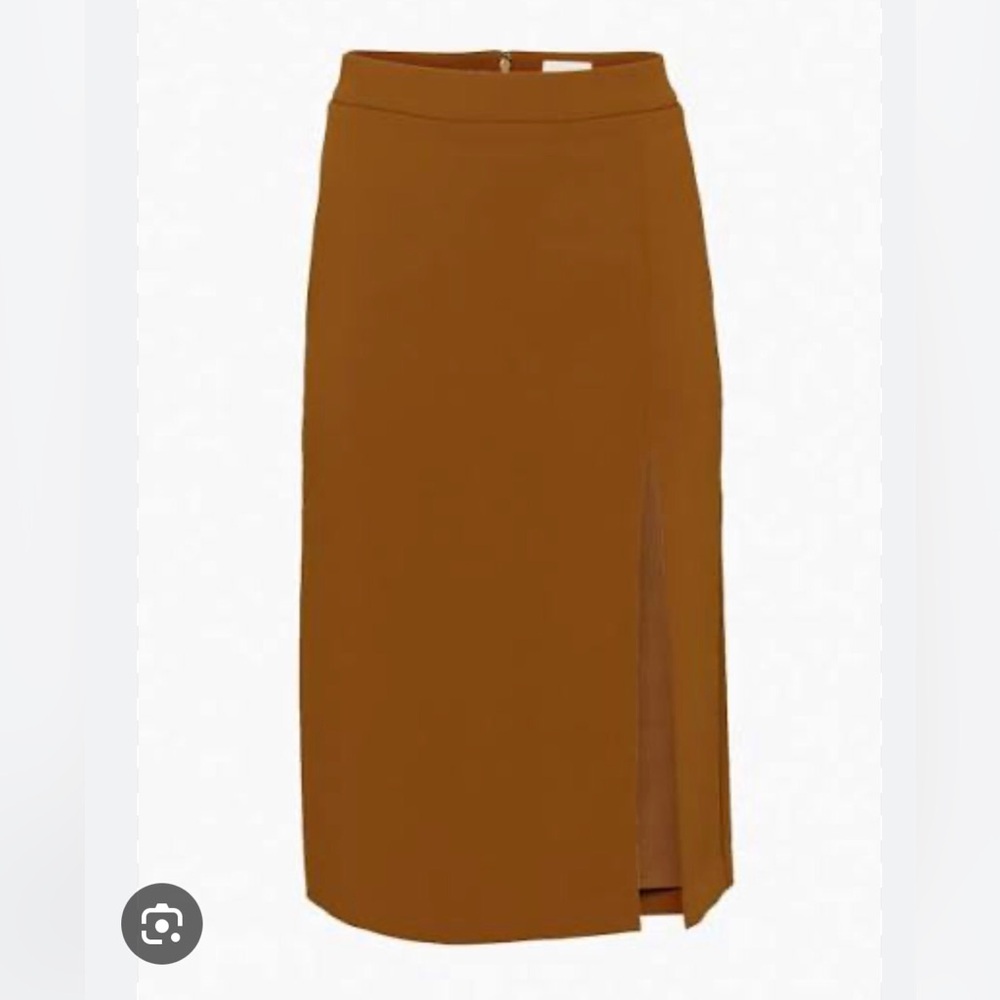 Wilfred Vespa Ruched Draped Slit Rust-Brown Midi Pencil Skirt 101350